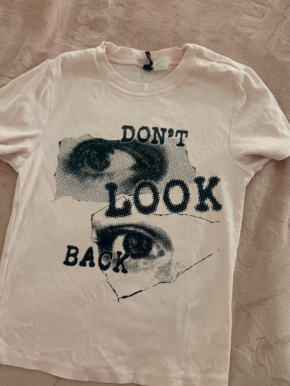 H&M Divided Pale Pink Graphic Tee with Black Print